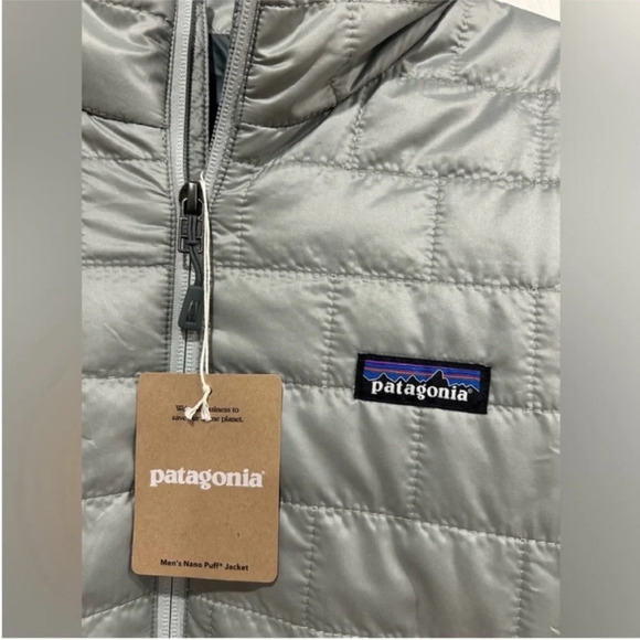 Patagonia Men's Small Nano Puff Jacket Puffer Grey Sleet Green Insulated NWT - Picture 4 of 11